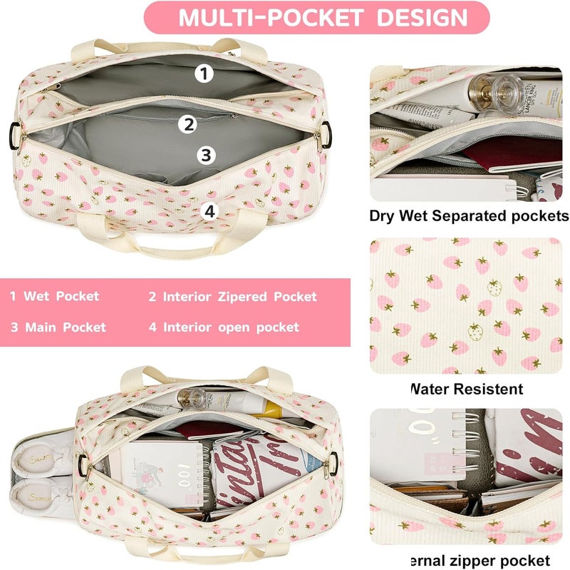 BLUBOON Duffle Bag Girls Kids Cute Gym Bag with Shoes Compartment & Wet Separation Waterproof Sports Overnight Travel Bag - Image 4